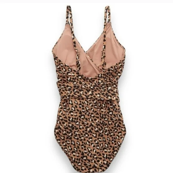 Aerie Leopard Print 1 Piece Wrap Bathing Swim Suit NWT Size M - Picture 9 of 11